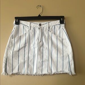 American Eagle Outfitters White and Blue Striped Skirt